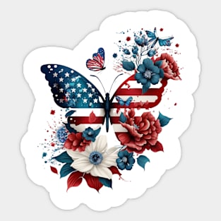 Patriotic Butterfly, 4th of July Design Sticker